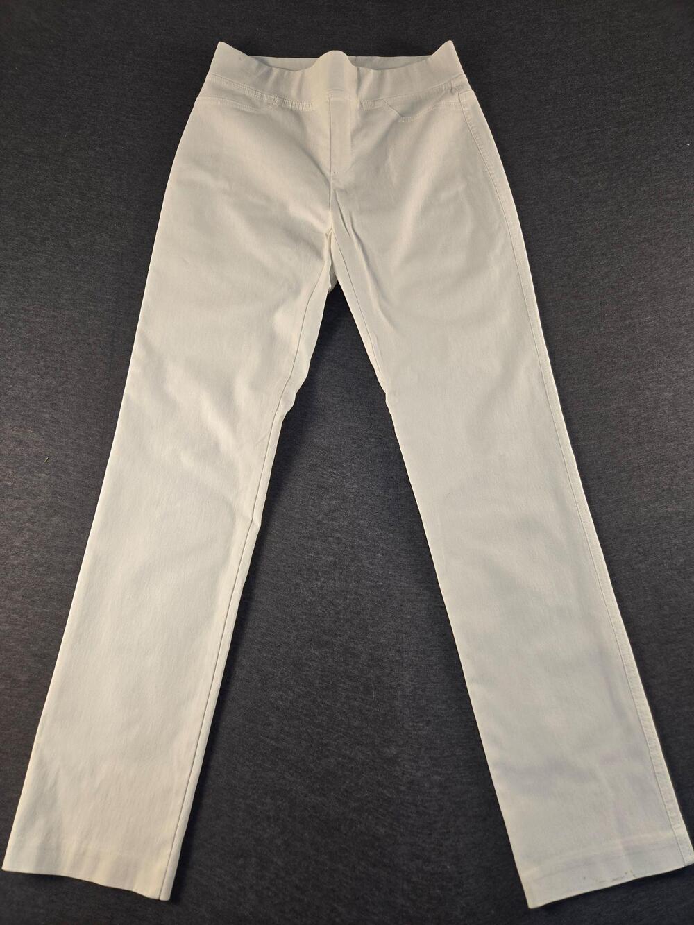Joseph Ribkoff Pants Womens 8 White Pull On Slim Leg Knit Rhinestone Pockets